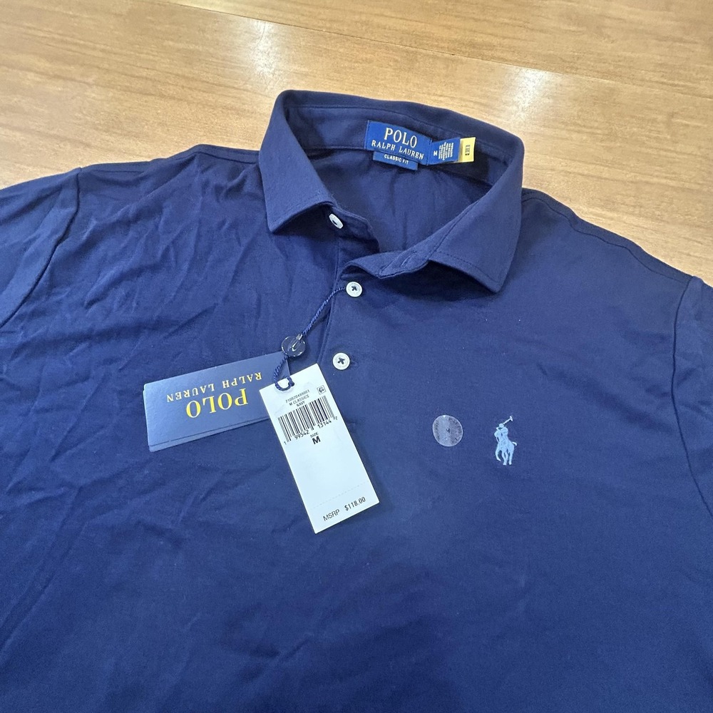 Polo Ralph Lauren Polo Shirt Mens M Navy Classic Fit Knit Cotton Pony NWT Preppy